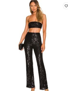 Camila Coelho Black Sequin Strapless Bandeau